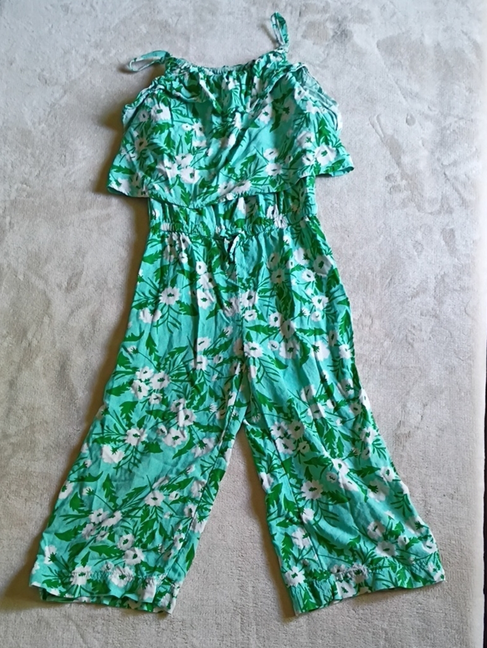 Cat & Jack Green Floral Wide-Leg Jumpsuit
